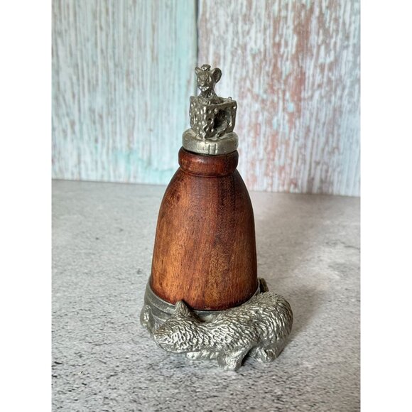Vintage Kiefer Pewter & Wood Cat & Mouse Cinnamon Diffuser Air Refresher - Picture 5 of 11